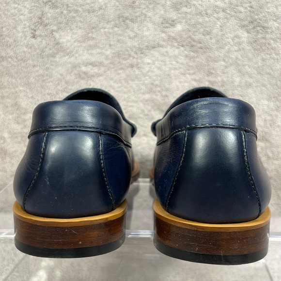 G. H. Bass & Co Mens Navy Leather Beefroll Penny Loafers Sz 9.5 Formal Holiday - Picture 9 of 13